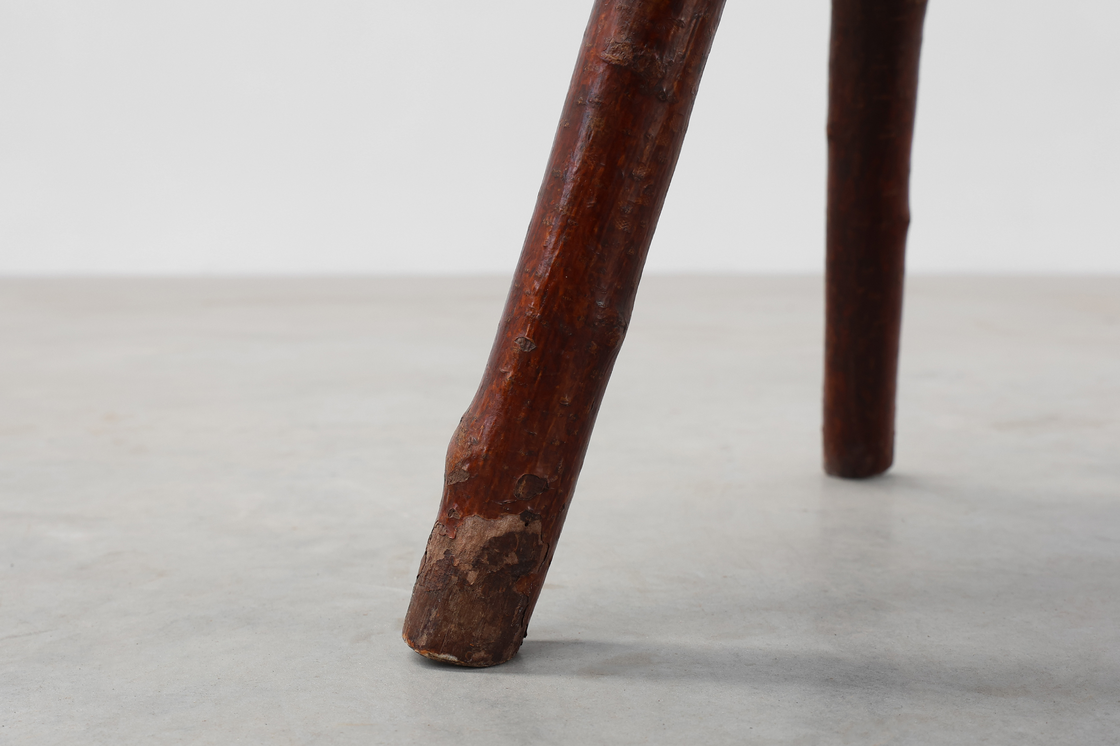 Rustic Wabi Sabi style solid oak tripod stool, France ca. 1850thumbnail